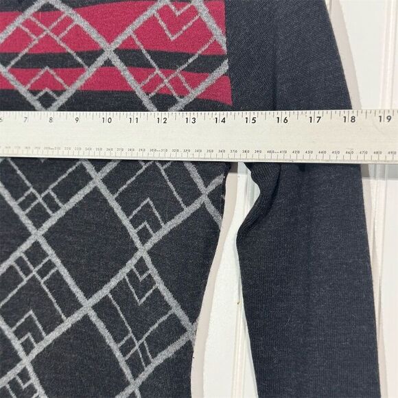 Krimson Klover XS Sweater Dress Black Gray Red Geometric Wool Blend Cowl Neck - Picture 3 of 8